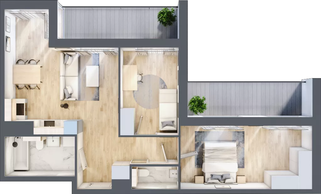 3 pokoje, mieszkanie 65,66 m², piętro 3, oferta nr AB.03.06, Ptasia Vita, Poznań, Grunwald, Grunwald Południe, ul. Ptasia 32