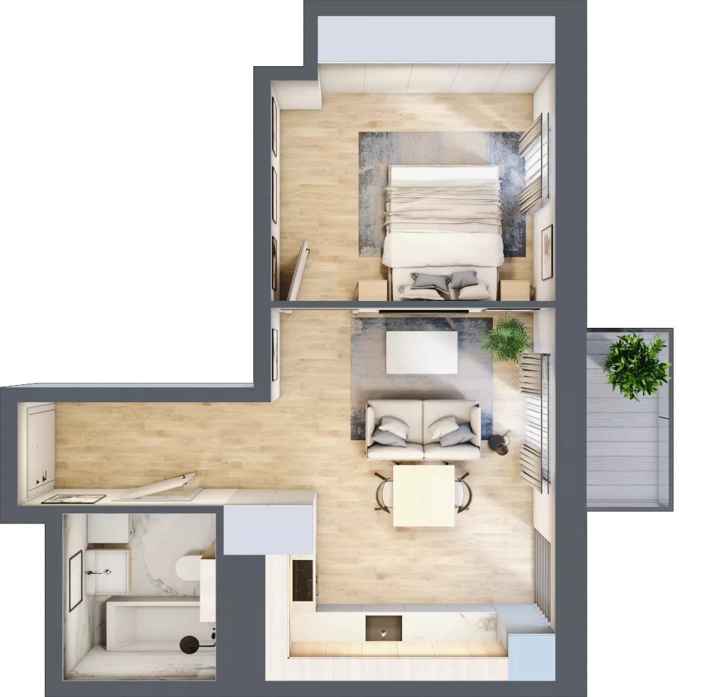2 pokoje, mieszkanie 39,02 m², piętro 4, oferta nr AB.04.01, Ptasia Vita, Poznań, Grunwald, Grunwald Południe, ul. Ptasia 32