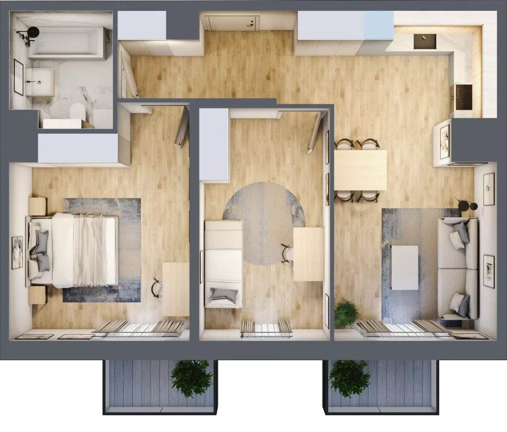 3 pokoje, mieszkanie 65,39 m², piętro 2, oferta nr AB.02.02, Ptasia Vita, Poznań, Grunwald, Grunwald Południe, ul. Ptasia 32