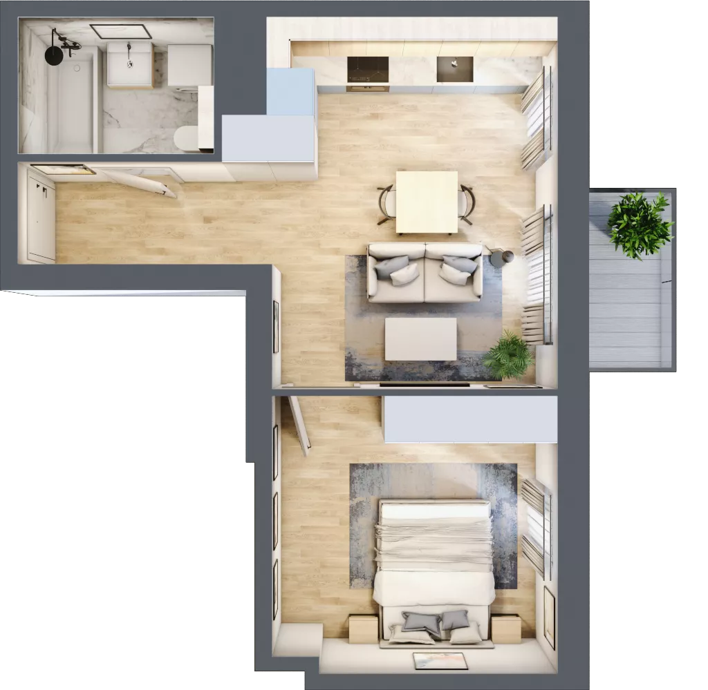 2 pokoje, mieszkanie 39,02 m², piętro 2, oferta nr AB.02.09, Ptasia Vita, Poznań, Grunwald, Grunwald Południe, ul. Ptasia 32