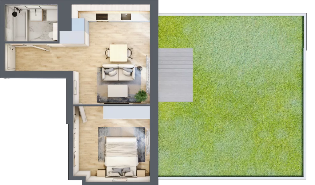2 pokoje, mieszkanie 39,20 m², parter, oferta nr AB.00.09, Ptasia Vita, Poznań, Grunwald, Grunwald Południe, ul. Ptasia 32