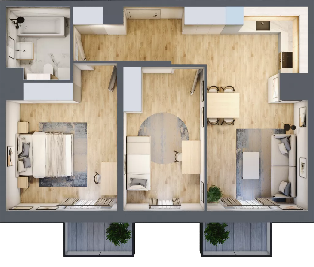 3 pokoje, mieszkanie 65,39 m², piętro 4, oferta nr AB.04.02, Ptasia Vita, Poznań, Grunwald, Grunwald Południe, ul. Ptasia 32