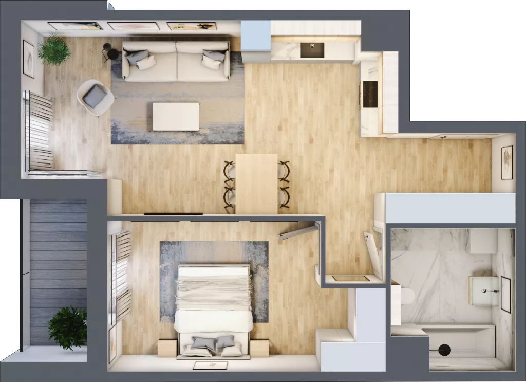 2 pokoje, mieszkanie 55,05 m², piętro 5, oferta nr AB.05.03, Ptasia Vita, Poznań, Grunwald, Grunwald Południe, ul. Ptasia 32