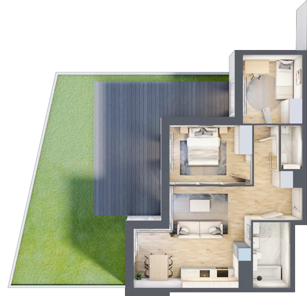 3 pokoje, mieszkanie 59,69 m², parter, oferta nr AB.00.06, Ptasia Vita, Poznań, Grunwald, Grunwald Południe, ul. Ptasia 32