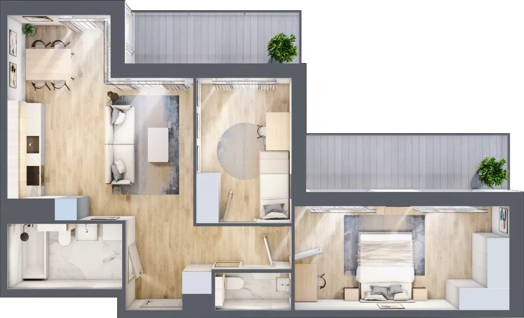 3 pokoje, mieszkanie 67,14 m², piętro 2, oferta nr AB.02.06, Ptasia Vita, Poznań, Grunwald, Grunwald Południe, ul. Ptasia 32
