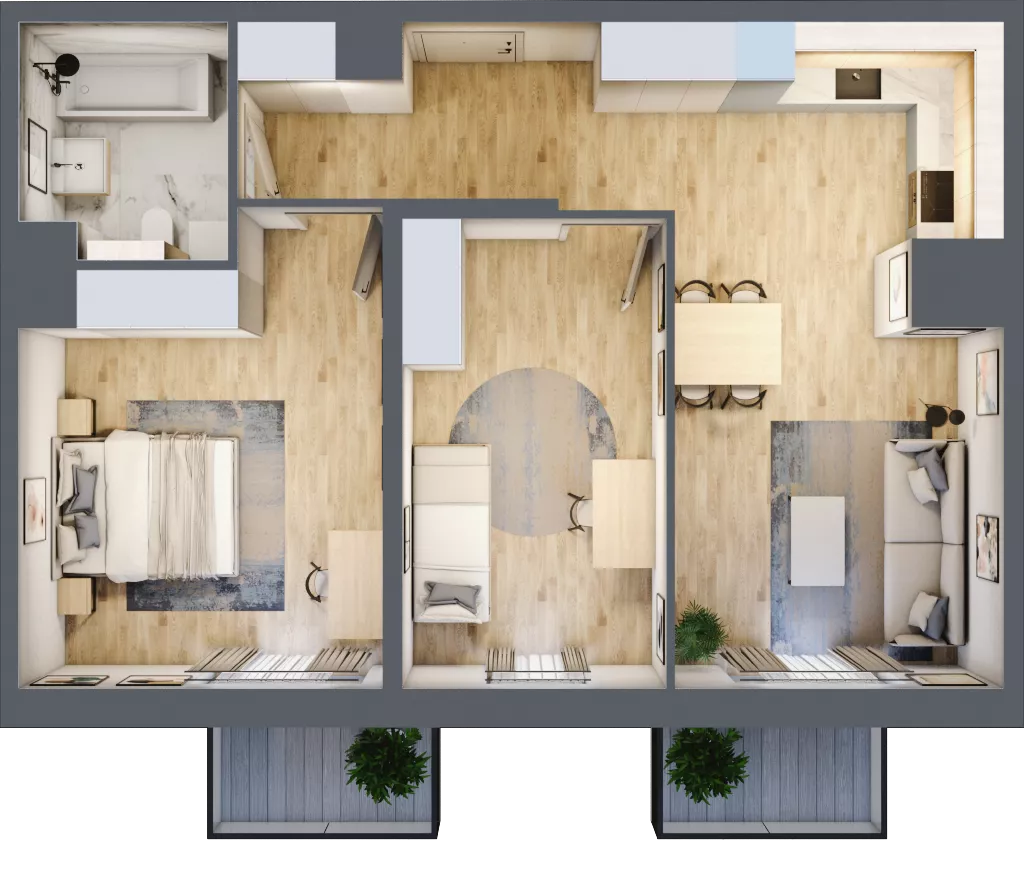 3 pokoje, mieszkanie 65,39 m², piętro 5, oferta nr AB.05.02, Ptasia Vita, Poznań, Grunwald, Grunwald Południe, ul. Ptasia 32