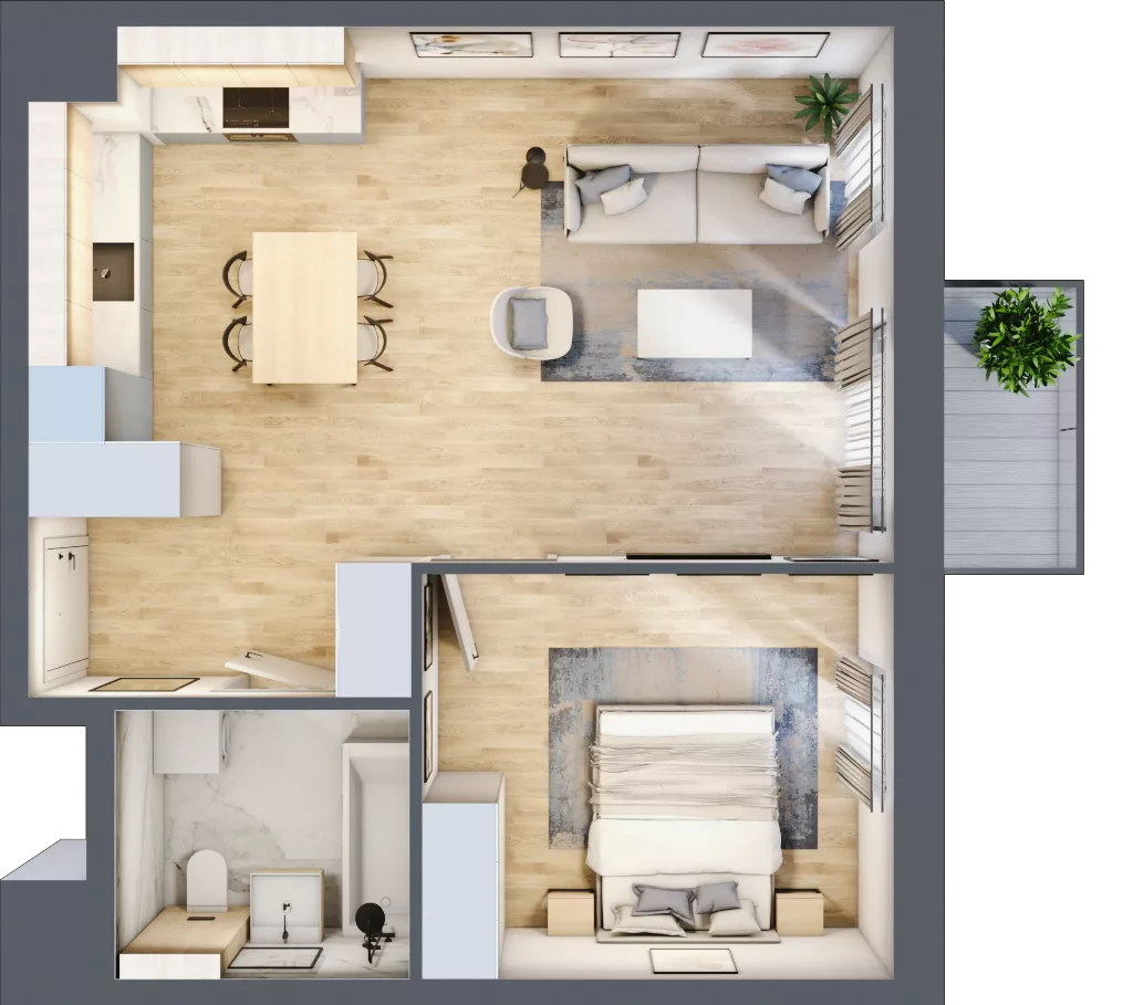 2 pokoje, mieszkanie 49,24 m², piętro 2, oferta nr AA.02.02, Ptasia Vita, Poznań, Grunwald, Grunwald Południe, ul. Ptasia 32