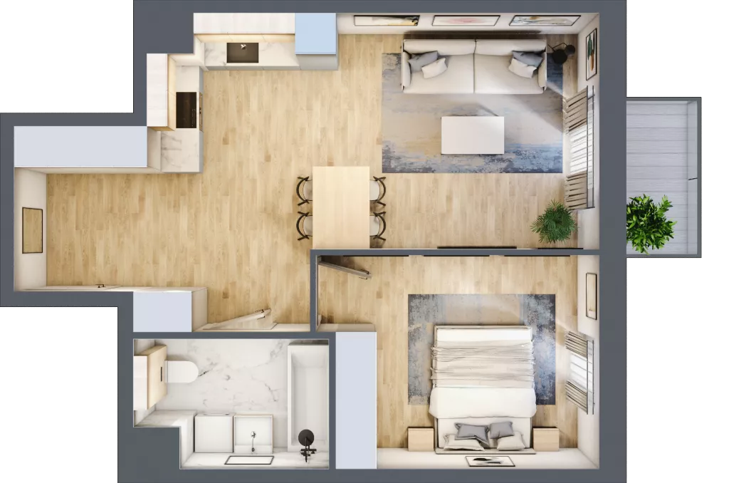 2 pokoje, mieszkanie 48,35 m², piętro 4, oferta nr AA.04.09, Ptasia Vita, Poznań, Grunwald, Grunwald Południe, ul. Ptasia 32