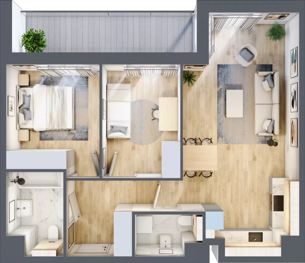 3 pokoje, mieszkanie 63,83 m², piętro 3, oferta nr AA.03.08, Ptasia Vita, Poznań, Grunwald, Grunwald Południe, ul. Ptasia 32