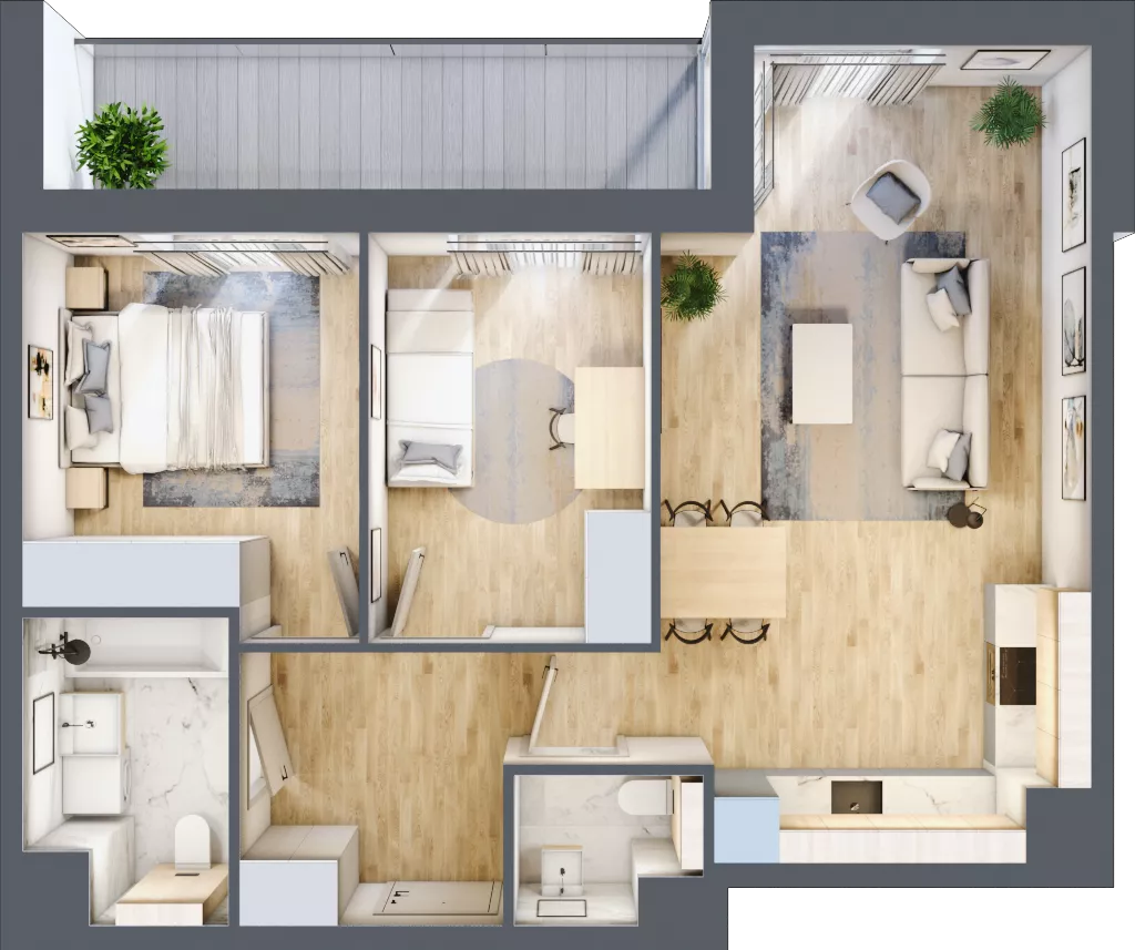 3 pokoje, mieszkanie 63,06 m², piętro 3, oferta nr AA.03.06, Ptasia Vita, Poznań, Grunwald, Grunwald Południe, ul. Ptasia 32