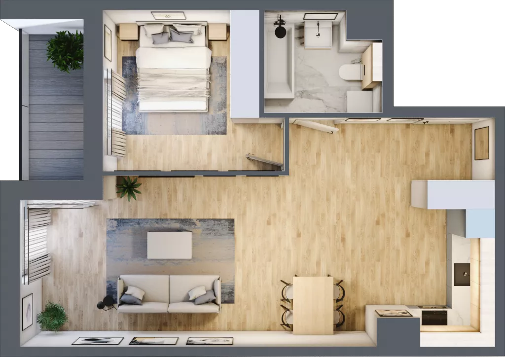2 pokoje, mieszkanie 55,10 m², piętro 4, oferta nr AB.04.03, Ptasia Vita, Poznań, Grunwald, Grunwald Południe, ul. Ptasia 32