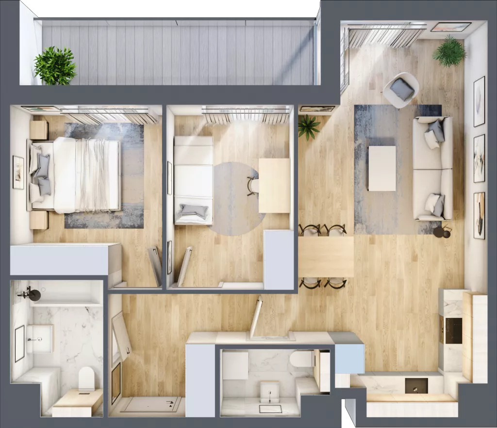 3 pokoje, mieszkanie 63,83 m², piętro 1, oferta nr AA.01.08, Ptasia Vita, Poznań, Grunwald, Grunwald Południe, ul. Ptasia 32