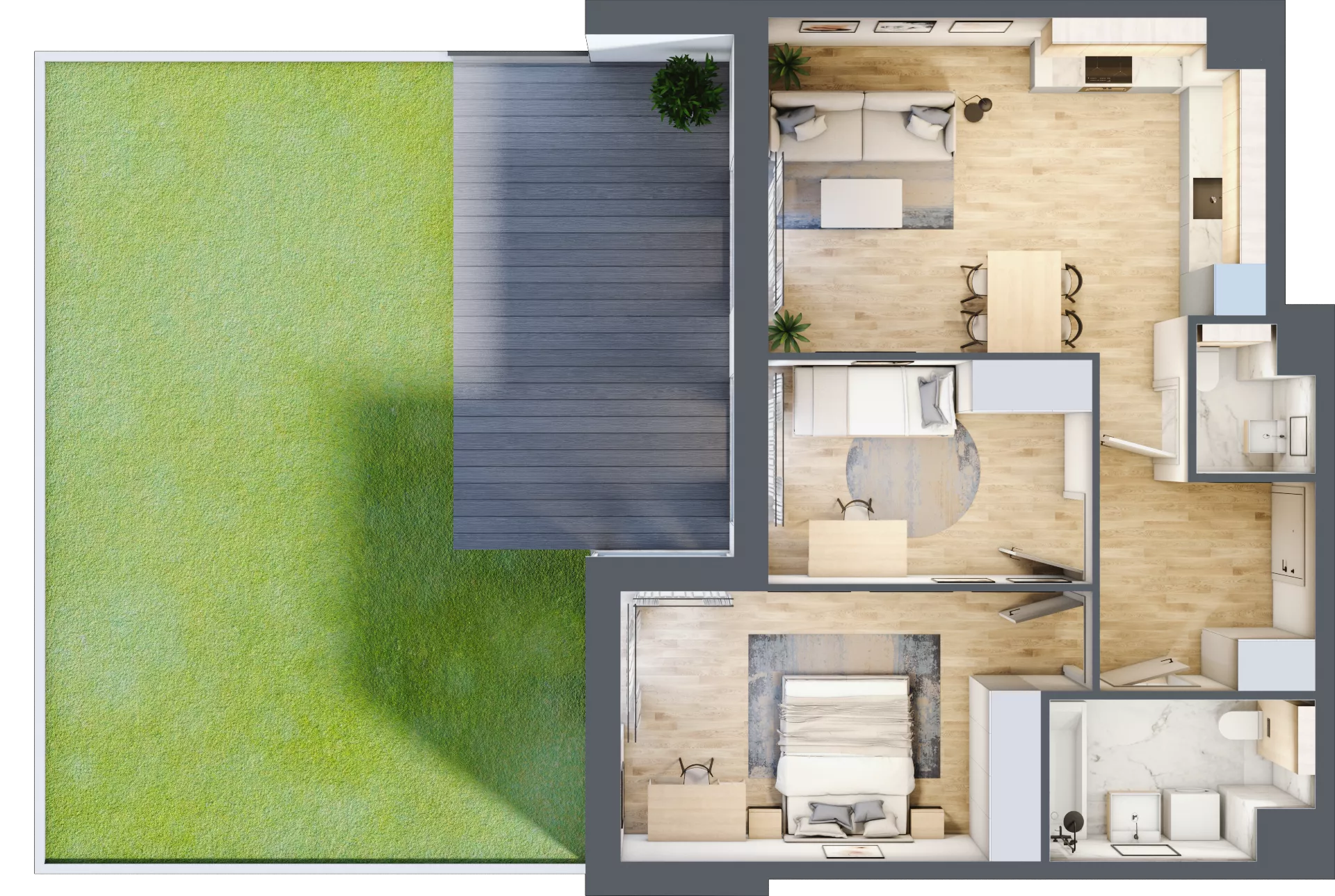 3 pokoje, mieszkanie 63,12 m², parter, oferta nr AA.00.03, Ptasia Vita, Poznań, Grunwald, Grunwald Południe, ul. Ptasia 32