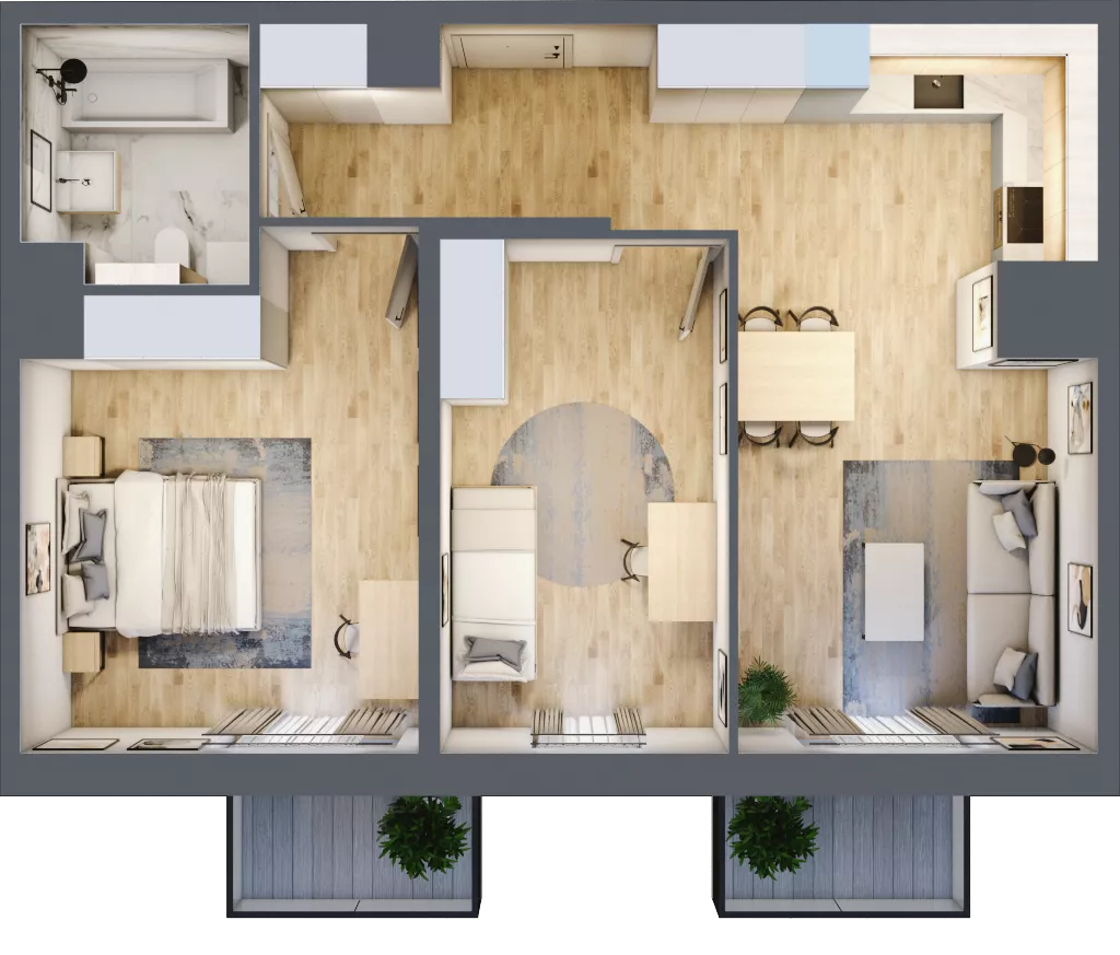 3 pokoje, mieszkanie 65,39 m², piętro 1, oferta nr AB.01.02, Ptasia Vita, Poznań, Grunwald, Grunwald Południe, ul. Ptasia 32