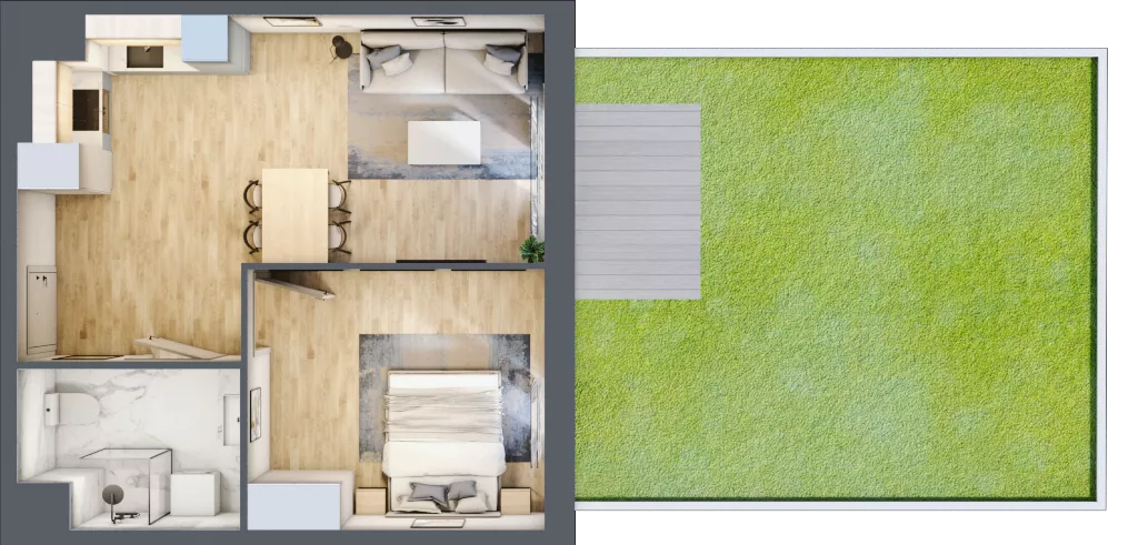 2 pokoje, mieszkanie 44,06 m², parter, oferta nr AA.00.06, Ptasia Vita, Poznań, Grunwald, Grunwald Południe, ul. Ptasia 32