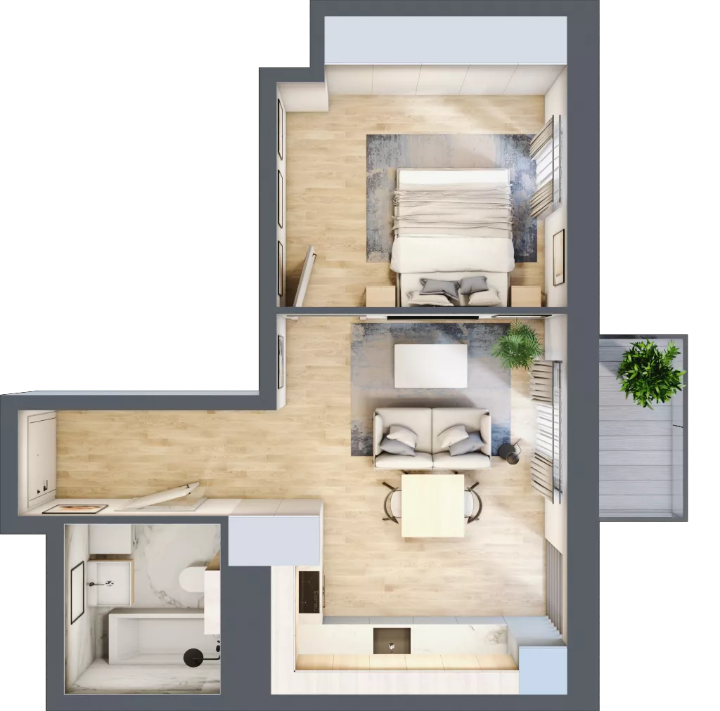 2 pokoje, mieszkanie 39,02 m², piętro 2, oferta nr AB.02.01, Ptasia Vita, Poznań, Grunwald, Grunwald Południe, ul. Ptasia 32