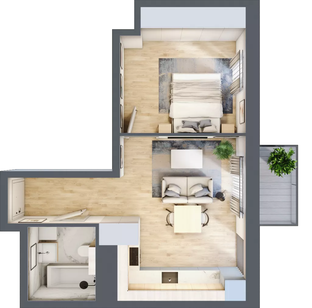 2 pokoje, mieszkanie 39,02 m², piętro 1, oferta nr AB.01.01, Ptasia Vita, Poznań, Grunwald, Grunwald Południe, ul. Ptasia 32