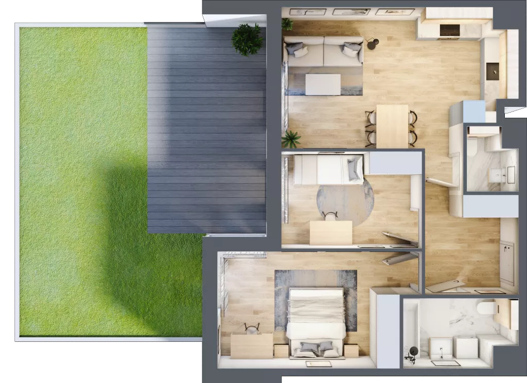 3 pokoje, mieszkanie 64,10 m², parter, oferta nr AA.00.05, Ptasia Vita, Poznań, Grunwald, Grunwald Południe, ul. Ptasia 32