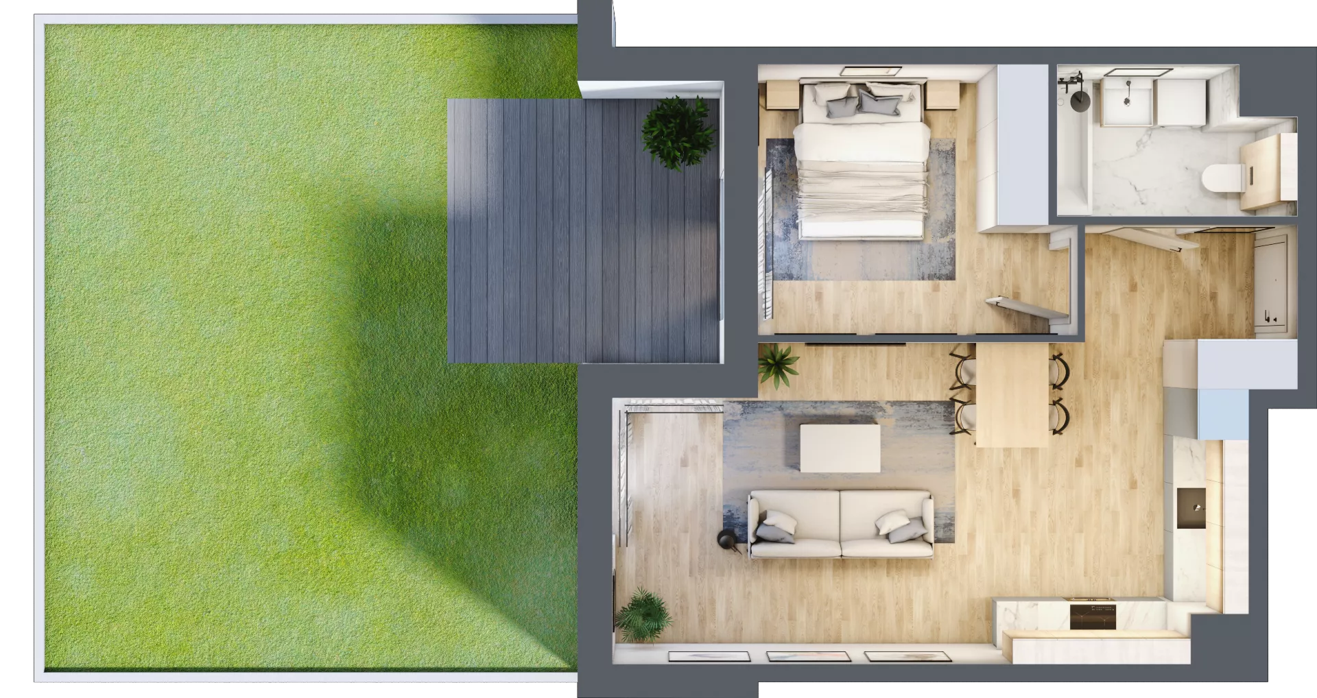 2 pokoje, mieszkanie 47,08 m², parter, oferta nr AA.00.04, Ptasia Vita, Poznań, Grunwald, Grunwald Południe, ul. Ptasia 32