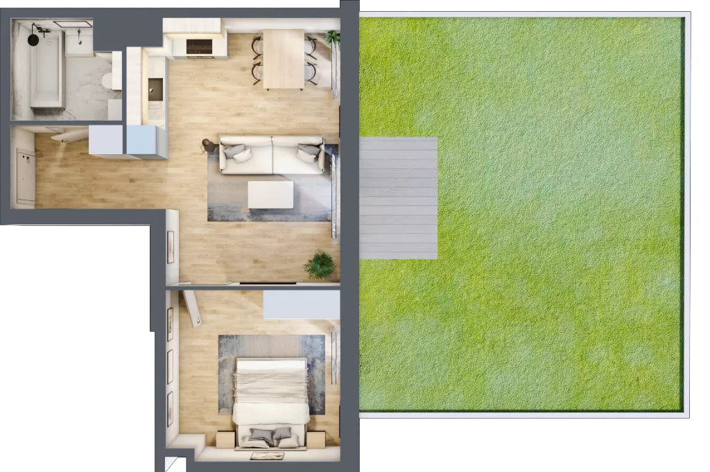 2 pokoje, mieszkanie 44,72 m², parter, oferta nr AA.00.07, Ptasia Vita, Poznań, Grunwald, Grunwald Południe, ul. Ptasia 32