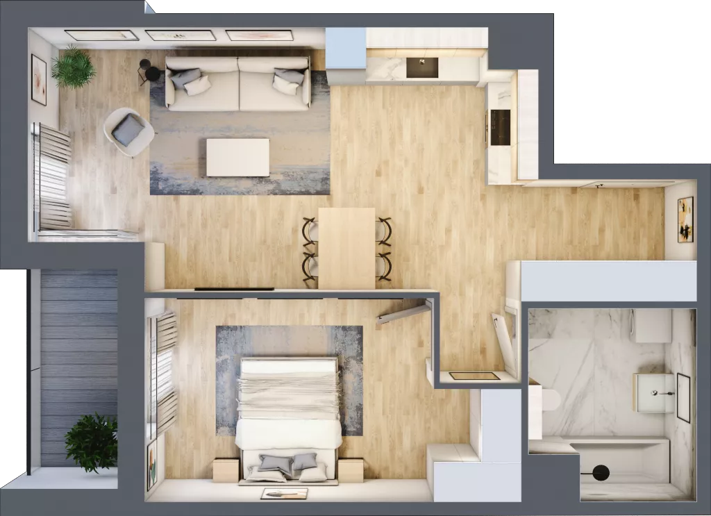 2 pokoje, mieszkanie 55,05 m², piętro 3, oferta nr AB.03.03, Ptasia Vita, Poznań, Grunwald, Grunwald Południe, ul. Ptasia 32