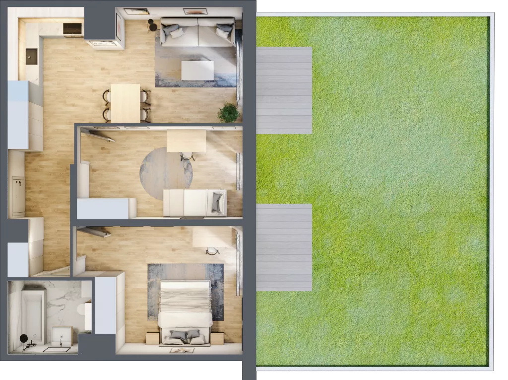 3 pokoje, mieszkanie 65,39 m², parter, oferta nr AB.00.02, Ptasia Vita, Poznań, Grunwald, Grunwald Południe, ul. Ptasia 32