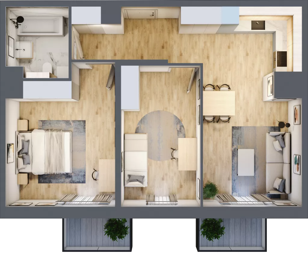 3 pokoje, mieszkanie 65,39 m², piętro 3, oferta nr AB.03.02, Ptasia Vita, Poznań, Grunwald, Grunwald Południe, ul. Ptasia 32