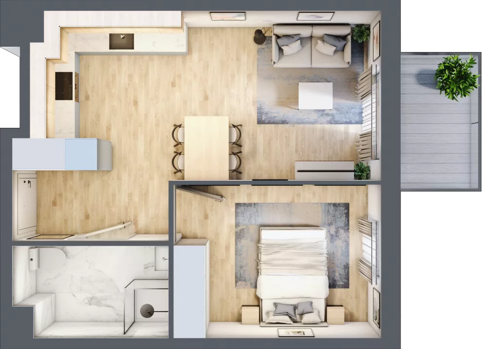 2 pokoje, mieszkanie 41,03 m², piętro 1, oferta nr B3.01.17, Południe Vita etap IV, Gdańsk, Orunia Górna-Gdańsk Południe, ul. Kazimierza Wielkiego 
