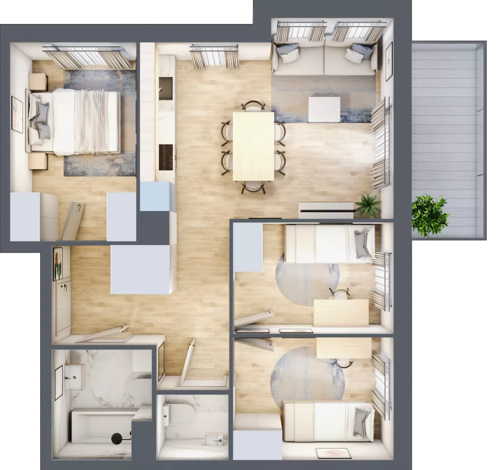 4 pokoje, mieszkanie 61,39 m², piętro 1, oferta nr B3.01.14, Południe Vita etap IV, Gdańsk, Orunia Górna-Gdańsk Południe, ul. Kazimierza Wielkiego 