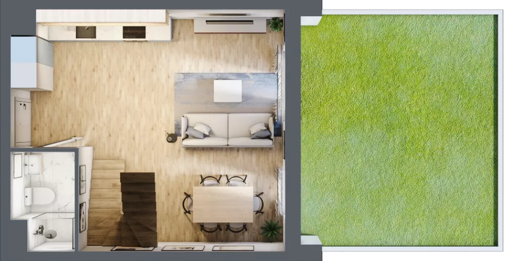 3 pokoje, mieszkanie 63,20 m², parter, oferta nr B3.00.04, Południe Vita etap IV, Gdańsk, Orunia Górna-Gdańsk Południe, ul. Kazimierza Wielkiego 