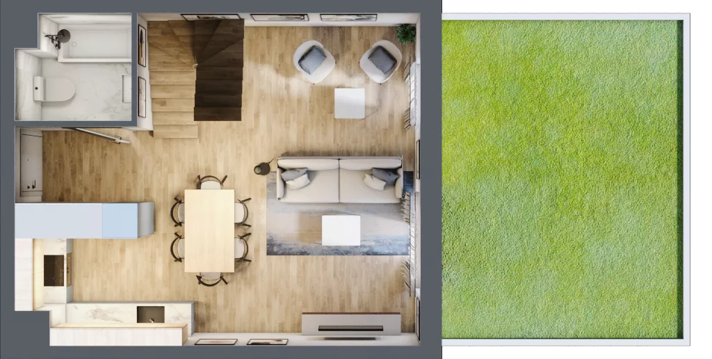 4 pokoje, mieszkanie 68,99 m², parter, oferta nr B3.00.05, Południe Vita etap IV, Gdańsk, Orunia Górna-Gdańsk Południe, ul. Kazimierza Wielkiego 