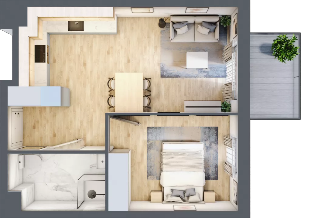 2 pokoje, mieszkanie 41,03 m², piętro 3, oferta nr B3.03.39, Południe Vita etap IV, Gdańsk, Orunia Górna-Gdańsk Południe, ul. Kazimierza Wielkiego 