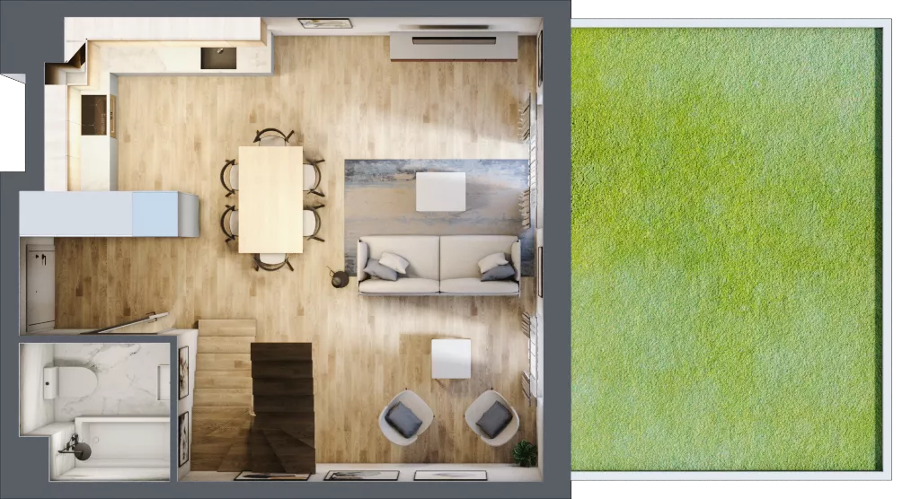 4 pokoje, mieszkanie 74,37 m², parter, oferta nr B3.00.06, Południe Vita etap IV, Gdańsk, Orunia Górna-Gdańsk Południe, ul. Kazimierza Wielkiego 