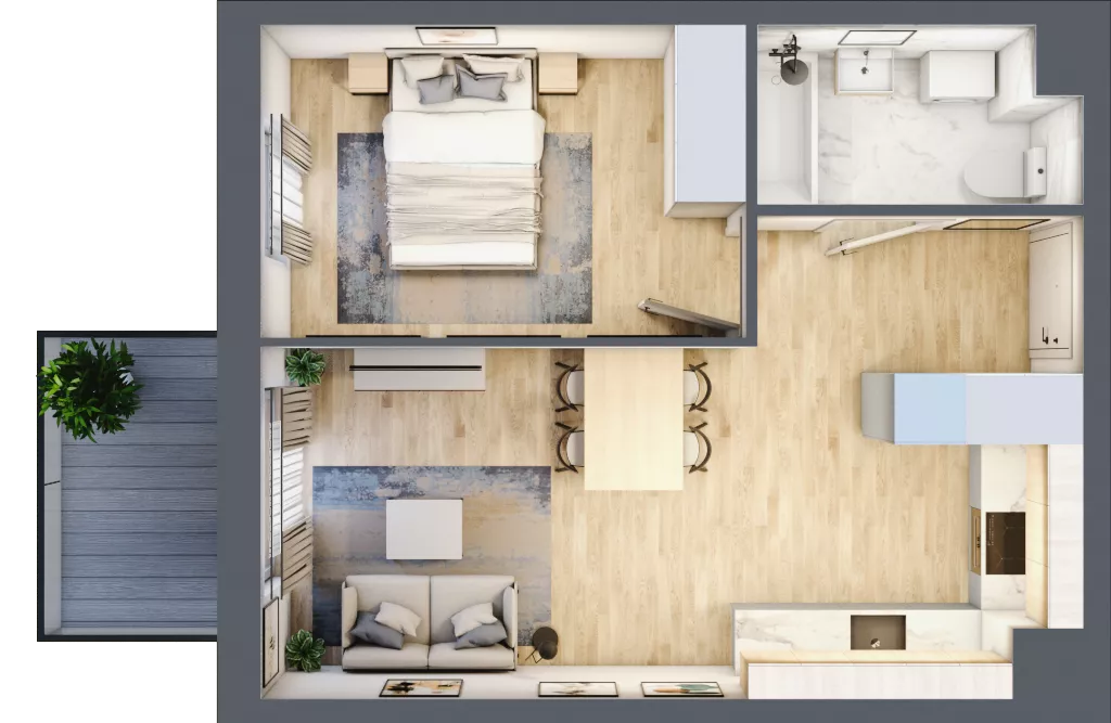 2 pokoje, mieszkanie 38,39 m², piętro 2, oferta nr B4.02.38, Południe Vita etap IV, Gdańsk, Orunia Górna-Gdańsk Południe, ul. Kazimierza Wielkiego 