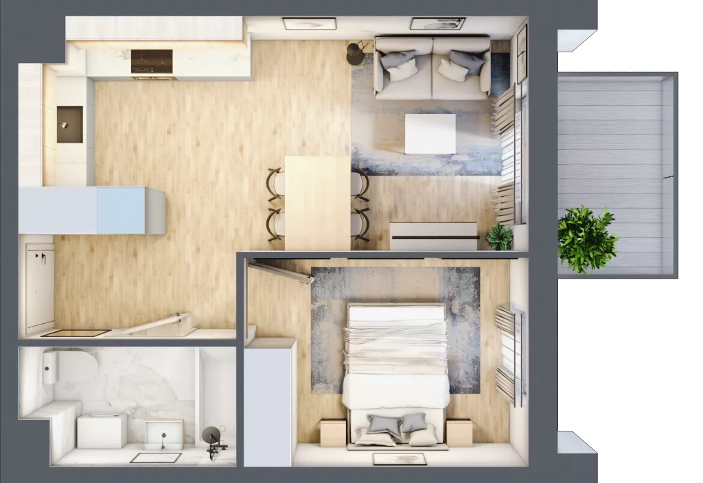 2 pokoje, mieszkanie 35,57 m², piętro 2, oferta nr B4.02.31, Południe Vita etap IV, Gdańsk, Orunia Górna-Gdańsk Południe, ul. Kazimierza Wielkiego 