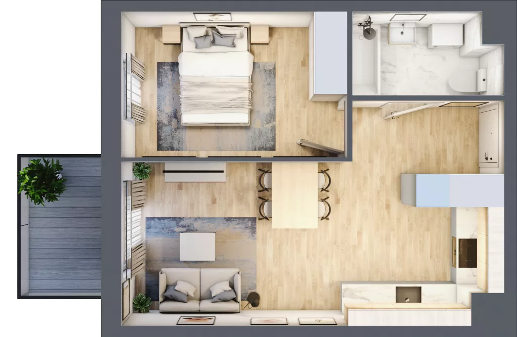 2 pokoje, mieszkanie 38,39 m², piętro 3, oferta nr B4.03.51, Południe Vita etap IV, Gdańsk, Orunia Górna-Gdańsk Południe, ul. Kazimierza Wielkiego 