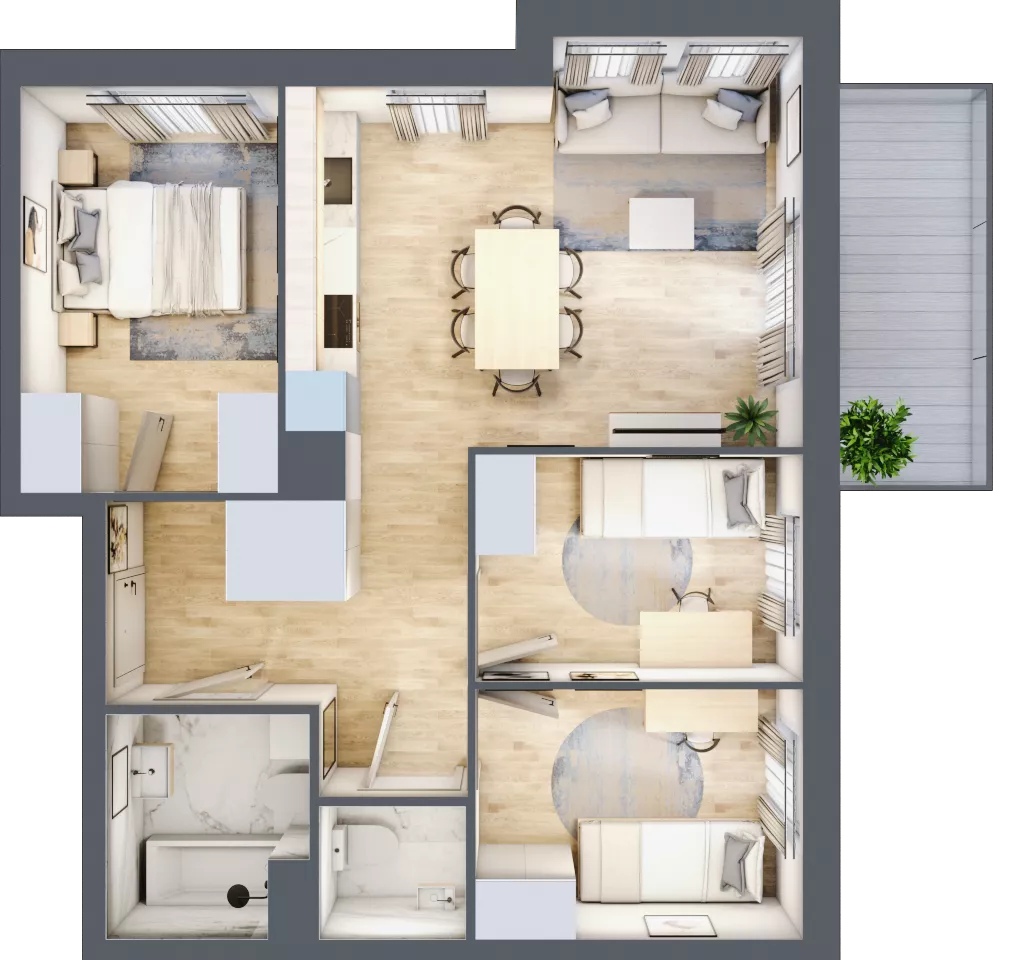 4 pokoje, mieszkanie 61,39 m², piętro 2, oferta nr B4.02.30, Południe Vita etap IV, Gdańsk, Orunia Górna-Gdańsk Południe, ul. Kazimierza Wielkiego 