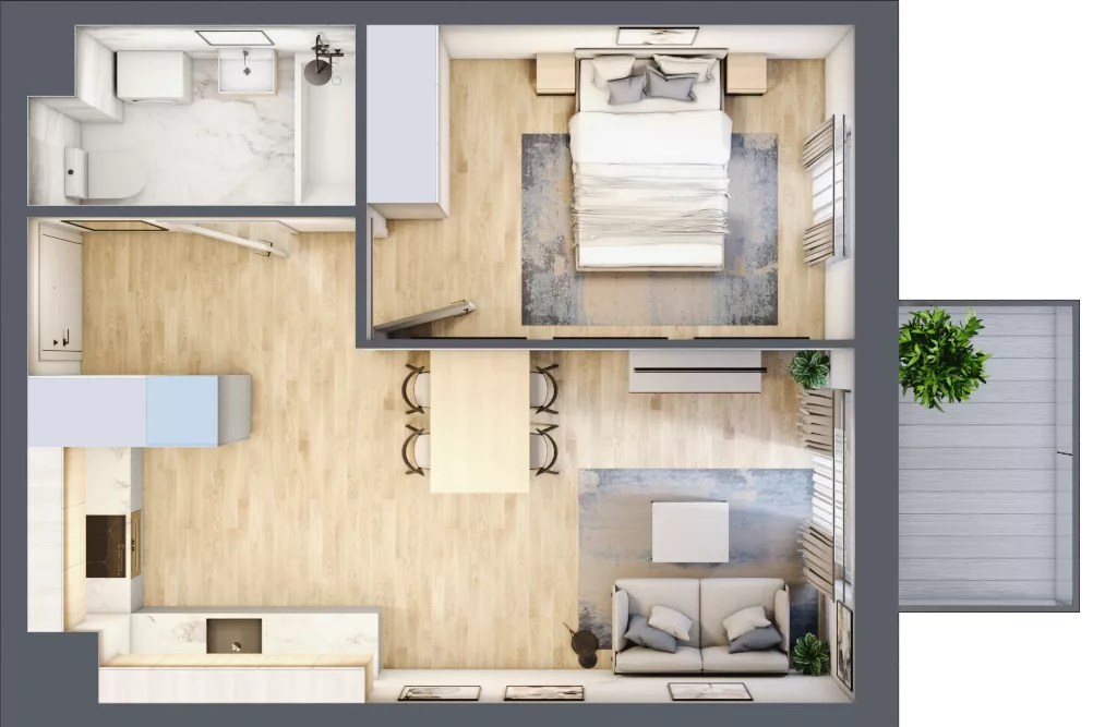 2 pokoje, mieszkanie 38,39 m², piętro 1, oferta nr B4.01.19, Południe Vita etap IV, Gdańsk, Orunia Górna-Gdańsk Południe, ul. Kazimierza Wielkiego 