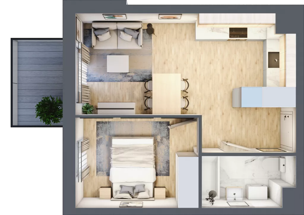 2 pokoje, mieszkanie 35,57 m², piętro 1, oferta nr B4.01.26, Południe Vita etap IV, Gdańsk, Orunia Górna-Gdańsk Południe, ul. Kazimierza Wielkiego 