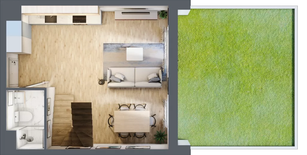3 pokoje, mieszkanie 63,20 m², parter, oferta nr B4.00.05, Południe Vita etap IV, Gdańsk, Orunia Górna-Gdańsk Południe, ul. Kazimierza Wielkiego 