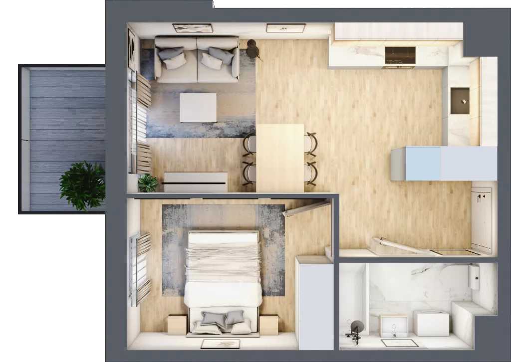 2 pokoje, mieszkanie 35,57 m², piętro 3, oferta nr B4.03.52, Południe Vita etap IV, Gdańsk, Orunia Górna-Gdańsk Południe, ul. Kazimierza Wielkiego 