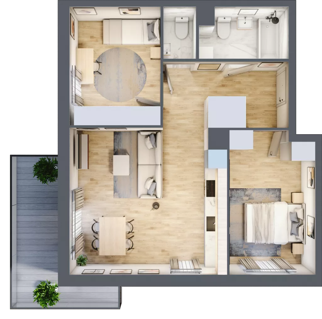 3 pokoje, mieszkanie 60,66 m², piętro 3, oferta nr B4.03.50, Południe Vita etap IV, Gdańsk, Orunia Górna-Gdańsk Południe, ul. Kazimierza Wielkiego 