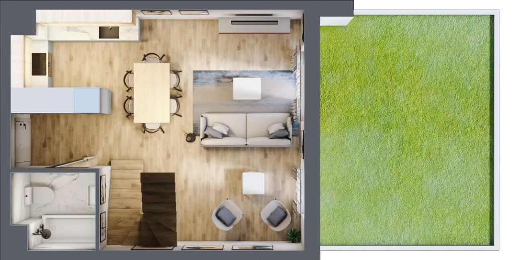 4 pokoje, mieszkanie 68,99 m², parter, oferta nr B6.00.05, Południe Vita etap IV, Gdańsk, Orunia Górna-Gdańsk Południe, ul. Kazimierza Wielkiego 