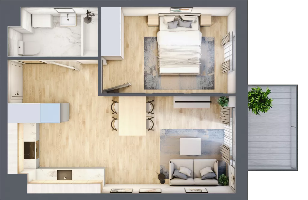 2 pokoje, mieszkanie 38,39 m², piętro 2, oferta nr B6.02.35, Południe Vita etap IV, Gdańsk, Orunia Górna-Gdańsk Południe, ul. Kazimierza Wielkiego 
