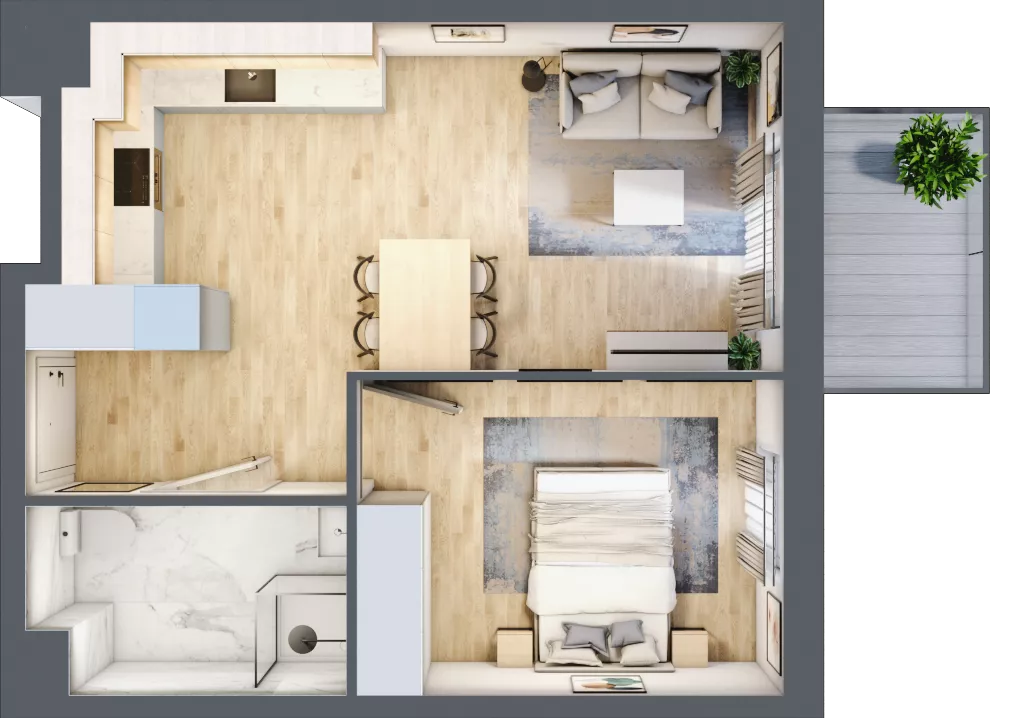 2 pokoje, mieszkanie 41,03 m², piętro 4, oferta nr B6.04.59, Południe Vita etap IV, Gdańsk, Orunia Górna-Gdańsk Południe, ul. Kazimierza Wielkiego 