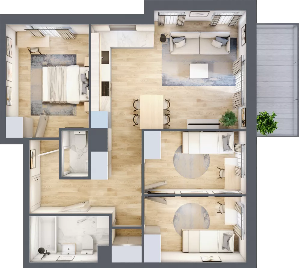 4 pokoje, mieszkanie 68,24 m², piętro 1, oferta nr B6.01.17, Południe Vita etap IV, Gdańsk, Orunia Górna-Gdańsk Południe, ul. Kazimierza Wielkiego 