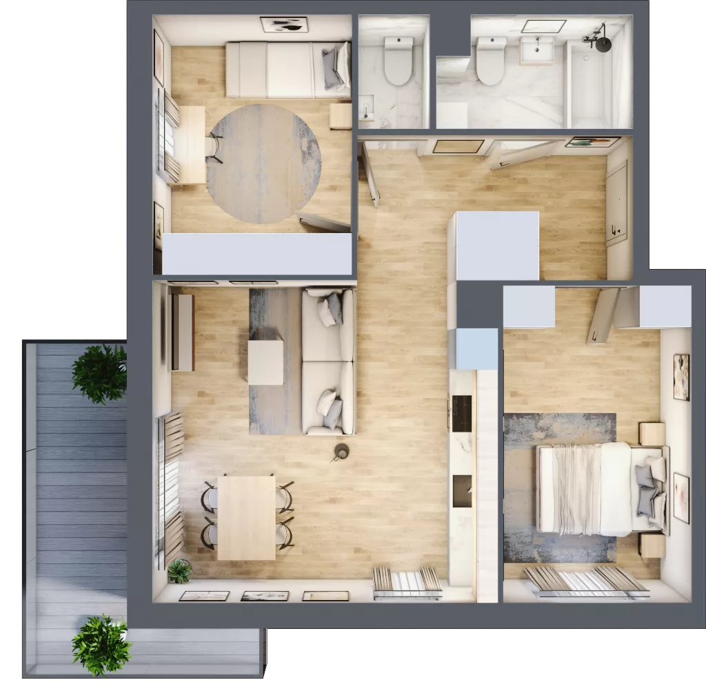 3 pokoje, mieszkanie 60,98 m², piętro 4, oferta nr B6.04.63, Południe Vita etap IV, Gdańsk, Orunia Górna-Gdańsk Południe, ul. Kazimierza Wielkiego 