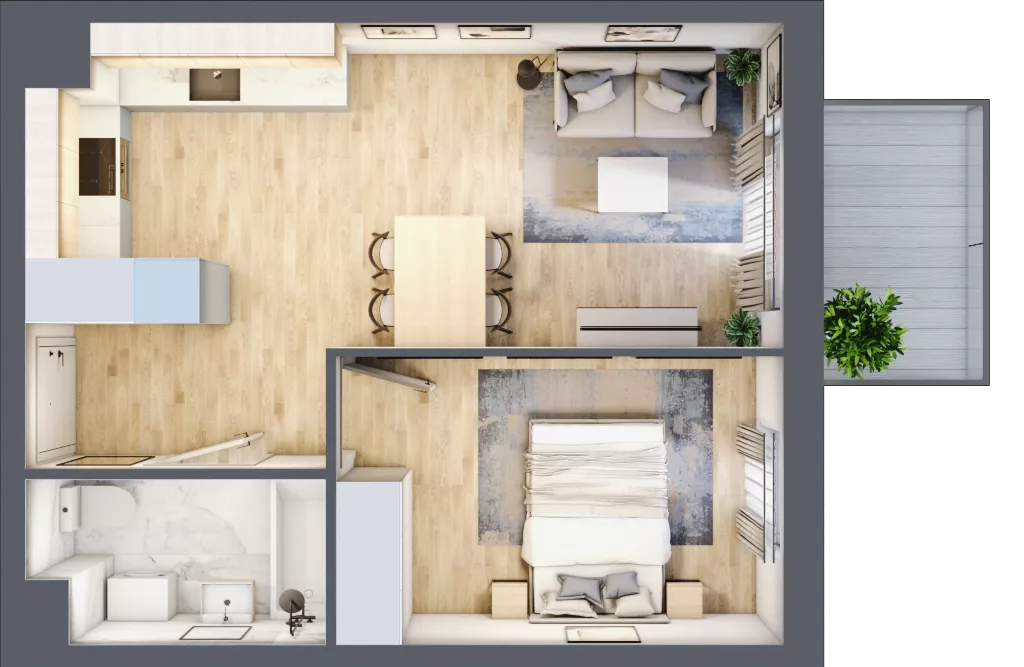 2 pokoje, mieszkanie 38,39 m², piętro 4, oferta nr B6.04.57, Południe Vita etap IV, Gdańsk, Orunia Górna-Gdańsk Południe, ul. Kazimierza Wielkiego 