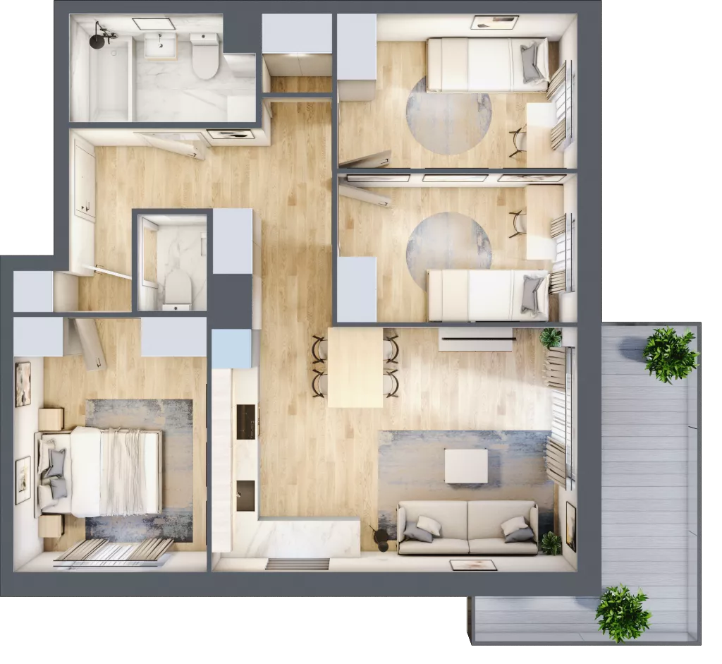 4 pokoje, mieszkanie 66,94 m², piętro 2, oferta nr B6.02.36, Południe Vita etap IV, Gdańsk, Orunia Górna-Gdańsk Południe, ul. Kazimierza Wielkiego 