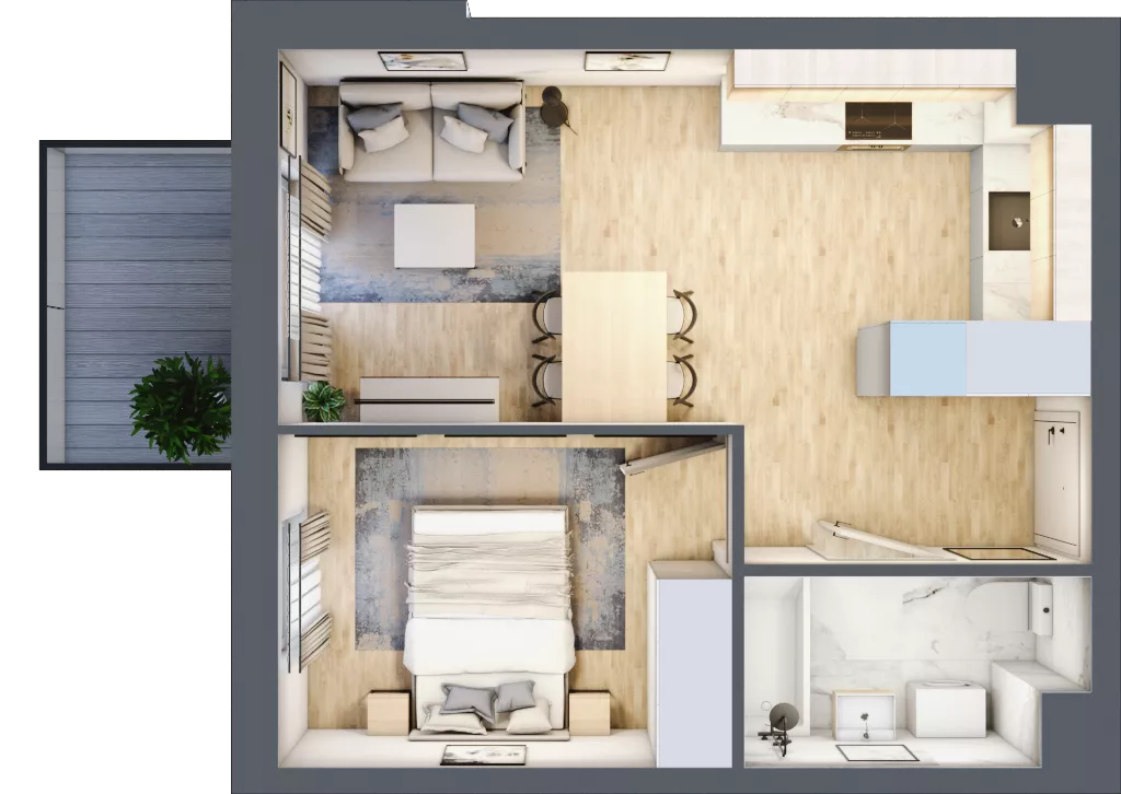 2 pokoje, mieszkanie 35,57 m², piętro 3, oferta nr B6.03.52, Południe Vita etap IV, Gdańsk, Orunia Górna-Gdańsk Południe, ul. Kazimierza Wielkiego 